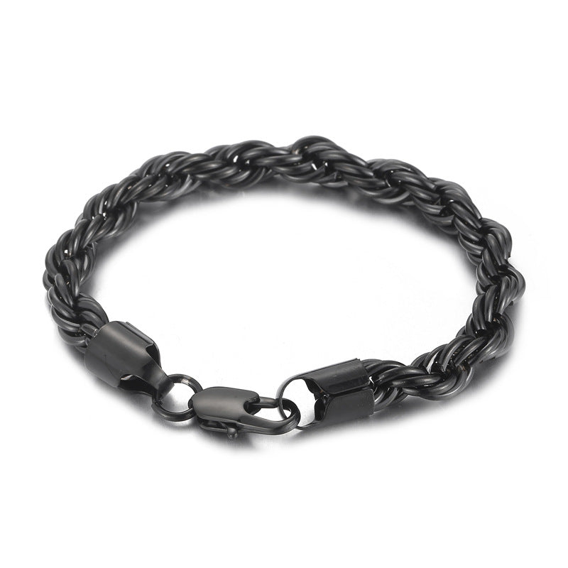 Steel Ornament Spiral Hemp Rope Hip Hop Bracelets