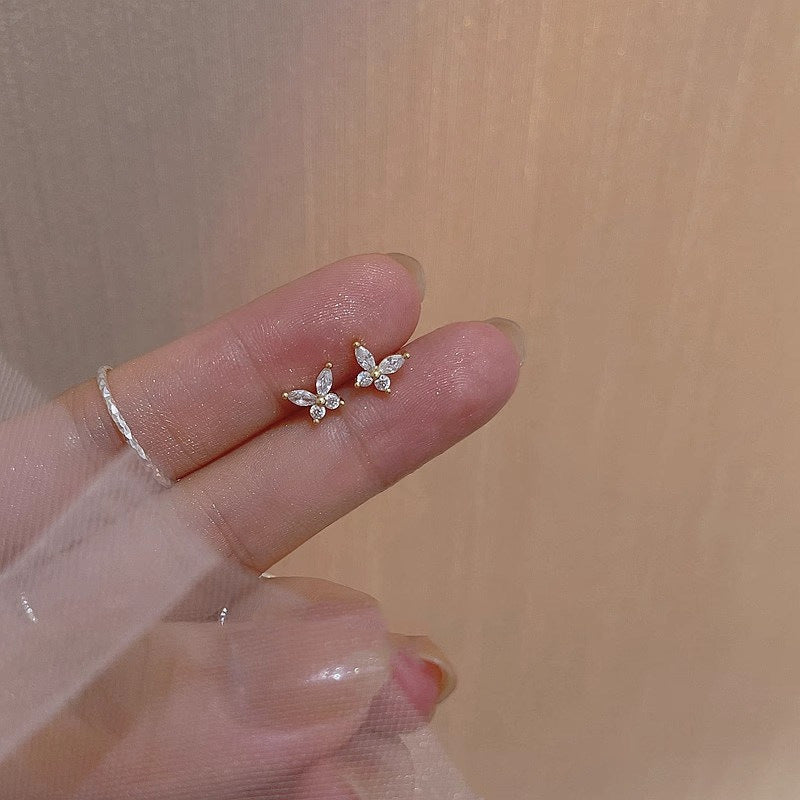Female Korean Simple Personalized Graceful Micro Inlaid Zircon Stud Earrings