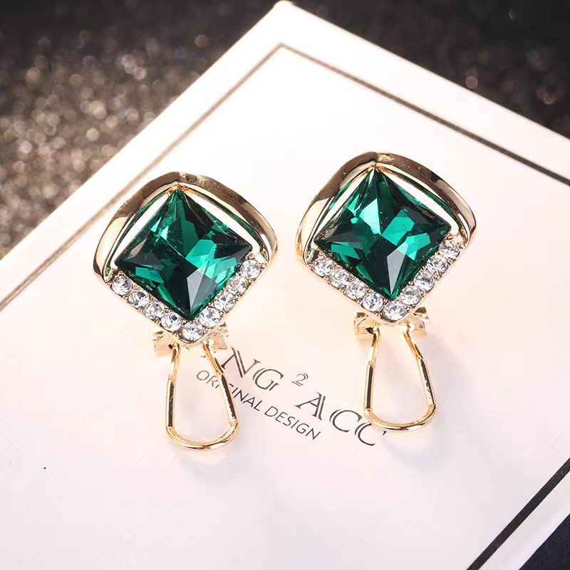 Diamond Purple Crystal Sier Needle Exquisite Versatile Ear Buckle