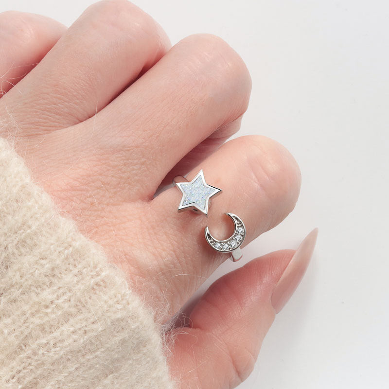 Star Moon Moonlight Fashion Spinning Stress Ring