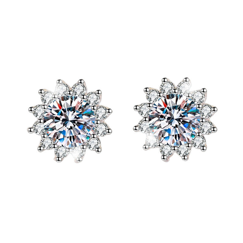 Zircon Sier Needle Love Moissanite Simulation Geometric Earrings