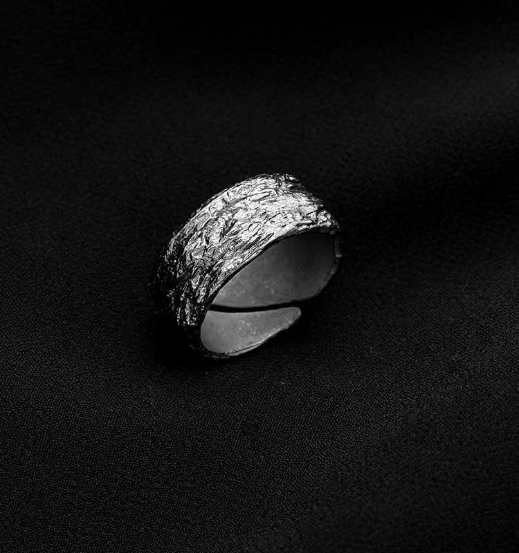Dark Style Hammer Pattern Thai Sier Personality Stylish Rings
