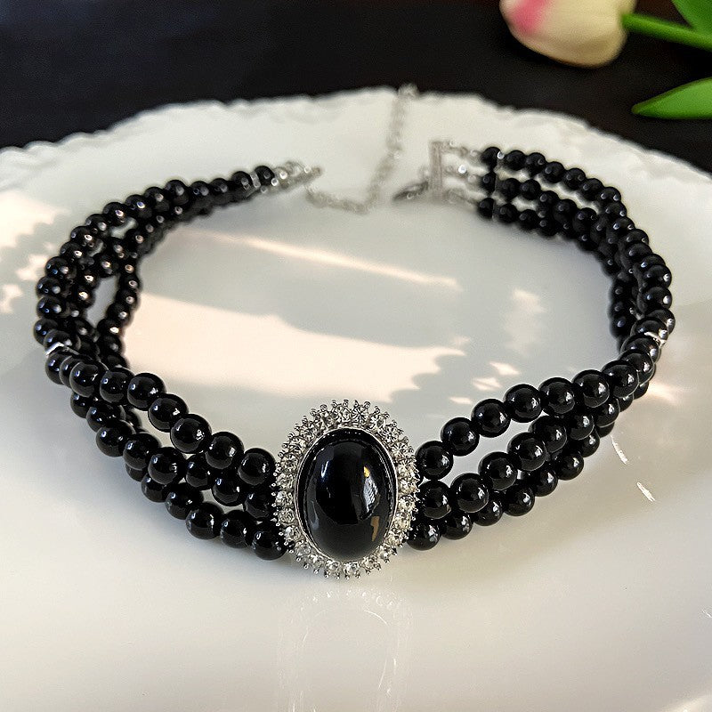 Pearl Short Design Rhinestone Collar Temperament Necklaces