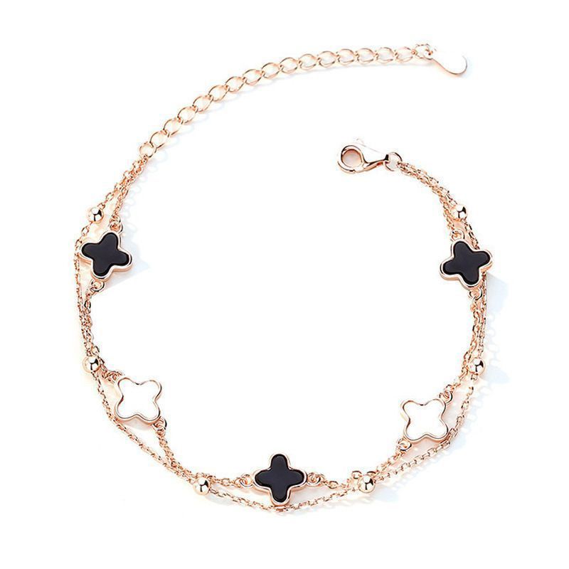 High Quality Four-leaf Clover Double Layer Wrist Female Bracelet