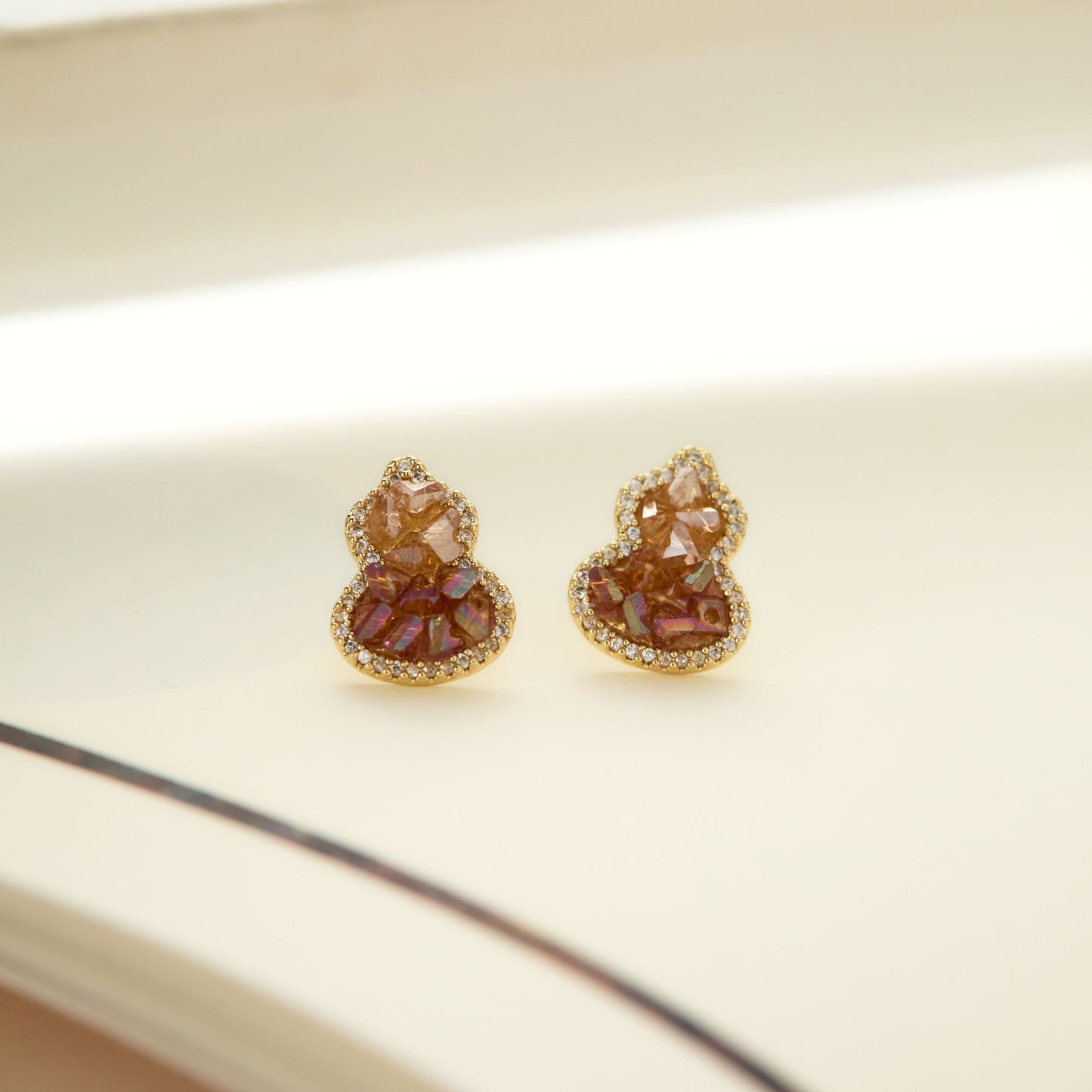 Gold Magic Color Ear Light Luxury Zircon Earrings
