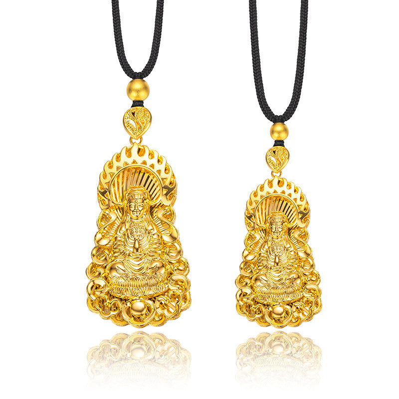 Women's & Men's Gold-plated Avalokitesvara Gold Version Fire Big Pendants