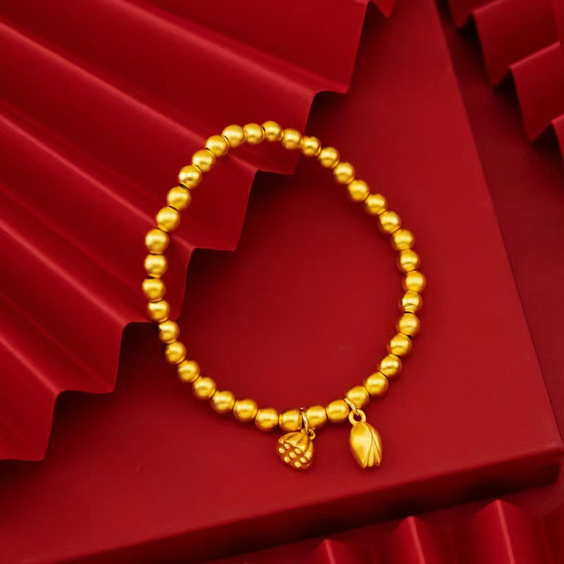 Women's Placer Gold Electroplated Real Lotus Simple Elegant Live Broadcast Bracelets