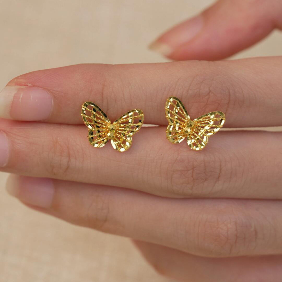 Women's Filigree Hollow Butterfly Light Luxury Temperament Stud Earrings