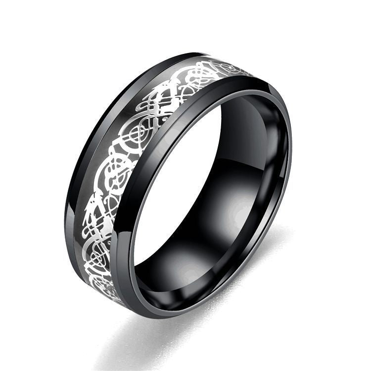 Men's Ornament Titanium Steel Stainless Dragon Pattern Rings