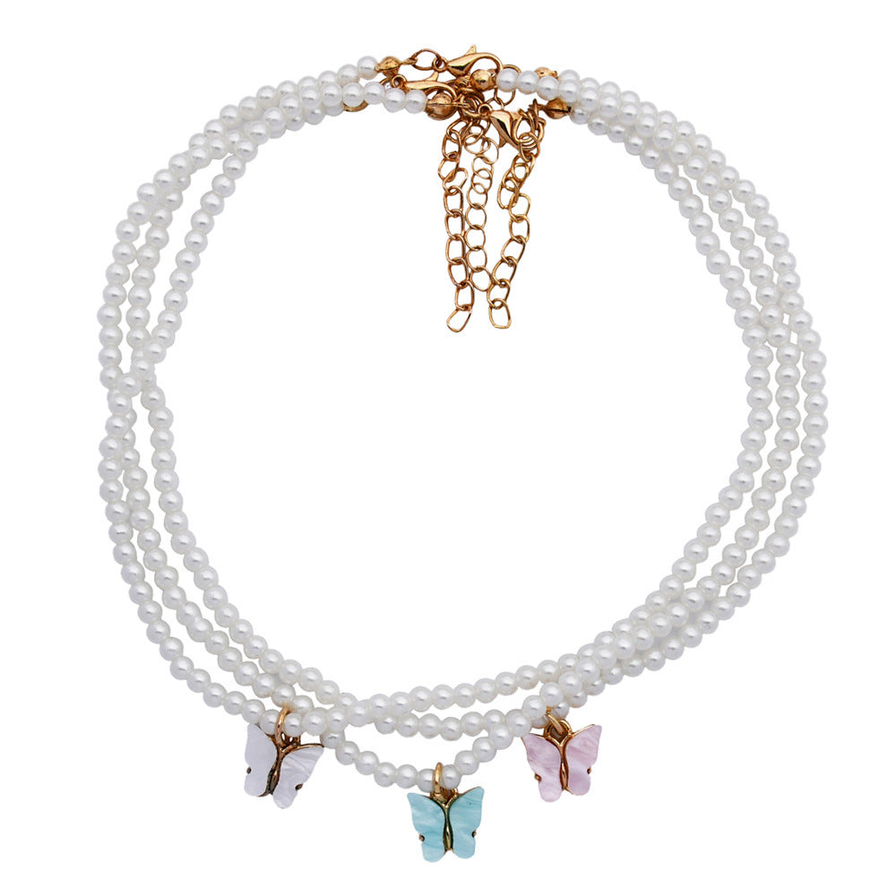 Ornament Opal Bow Pearl Clavicle Chain Necklaces