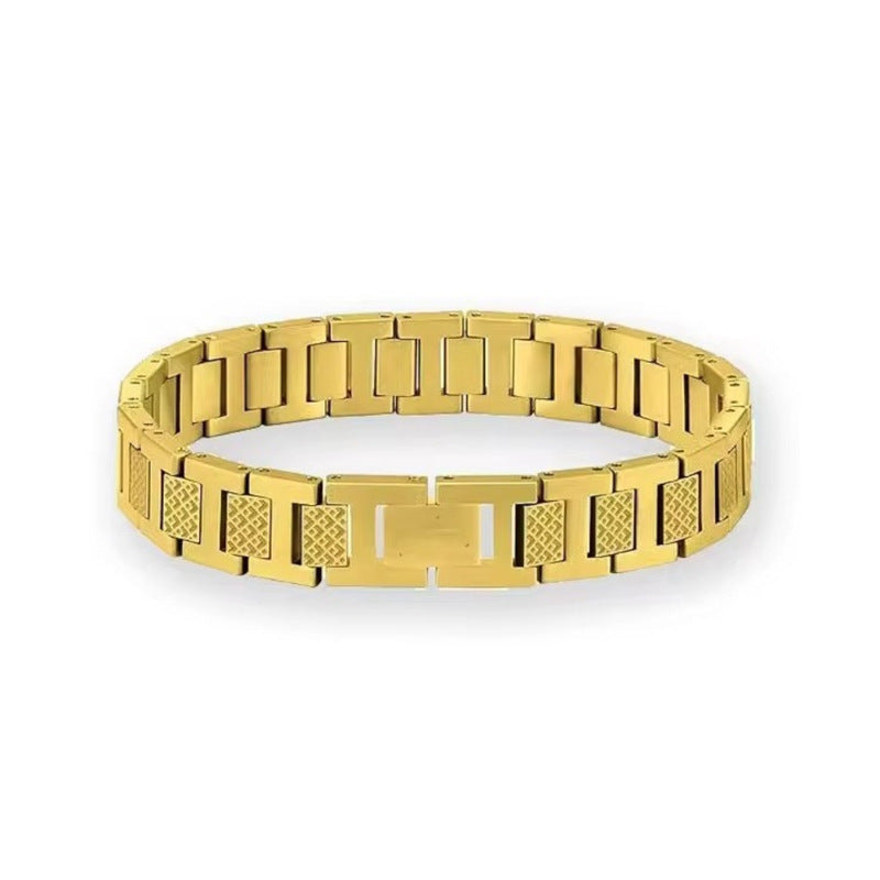 Durable Men's Adjustable Stainless Steel Crocodile Bracelet