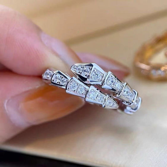 Zhang Sterling Sier Unique Snake-shaped Zircon Female Niche Ring