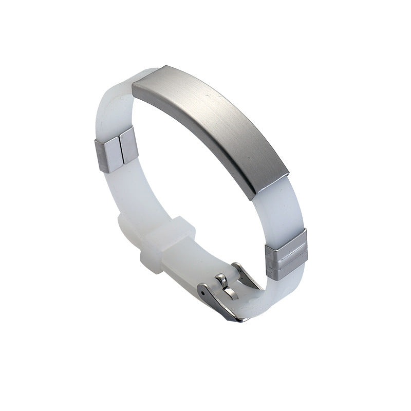 Simple Silicone Stainless Steel Glossy Can Bracelets