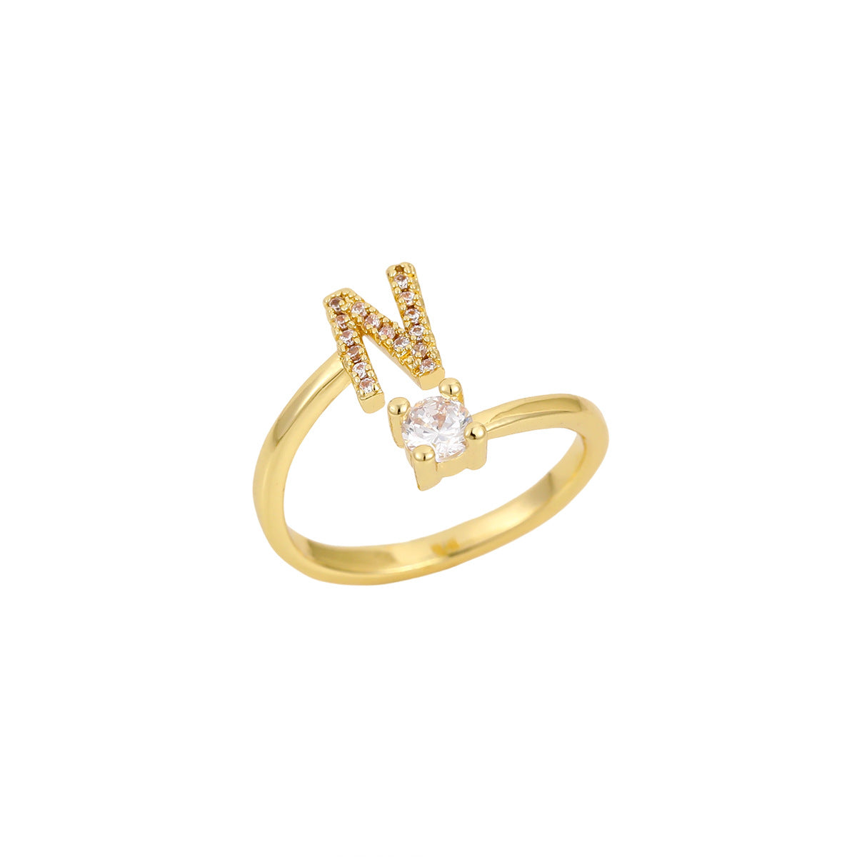 Gold Letter Open Male Female Personality Rings