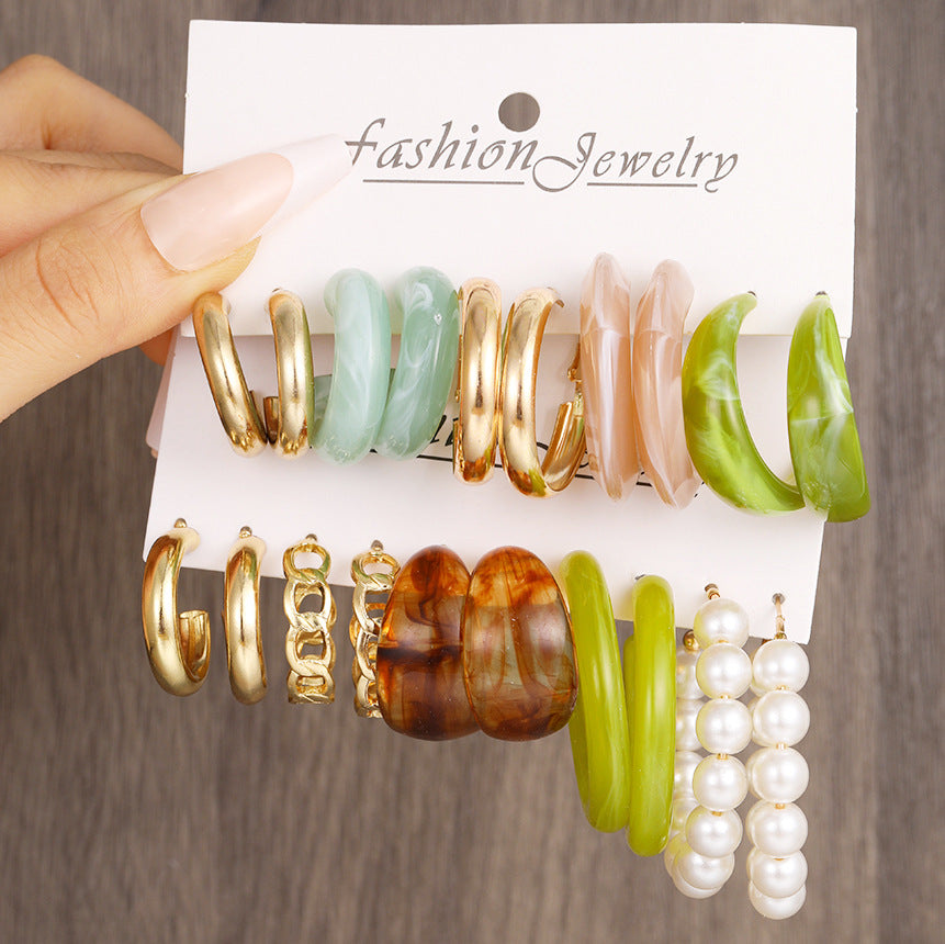 Imitation Pearl Resin Type Creative Elegant Earrings