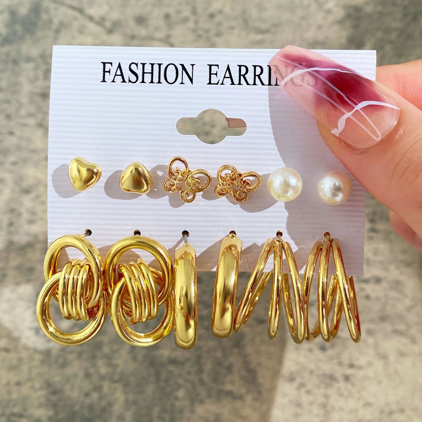Ear Square Geometric Vintage Pearl Hepburn Style Earrings