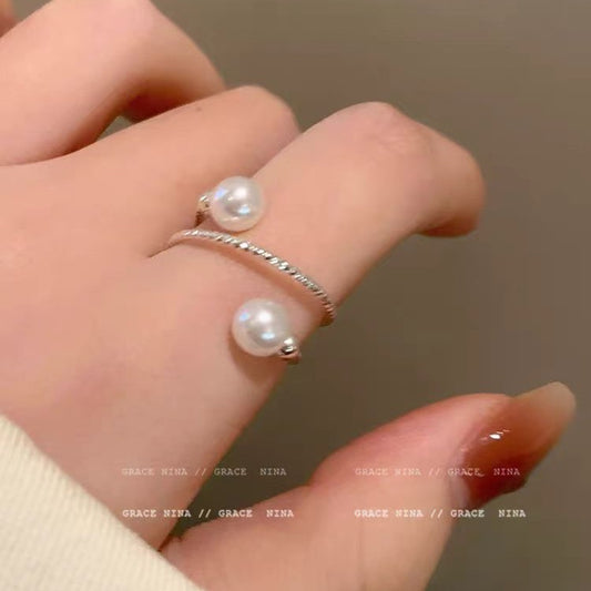 Around The Fingertips Simple Winding Pearl Female Design Index Finger Ring