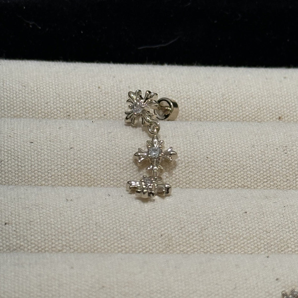 Women's Light Coffee Gold Collection Series Minimalist Zircon Ear Earrings