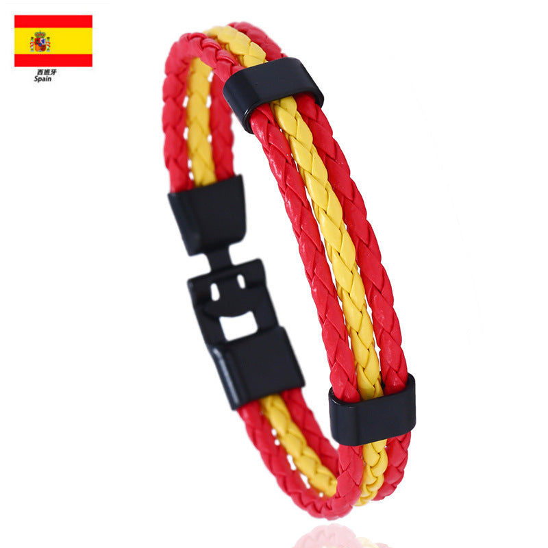Simple National Flag Commemorative Edition Fans Wrist Woven Bracelets