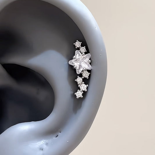 Dipper Star Flash Meteor Ear Bone Medical Titanium Steel Stud Earrings
