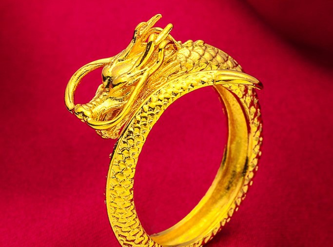 Women's & Men's Vietnam Placer Gold Dragon Phoenix Open Rings