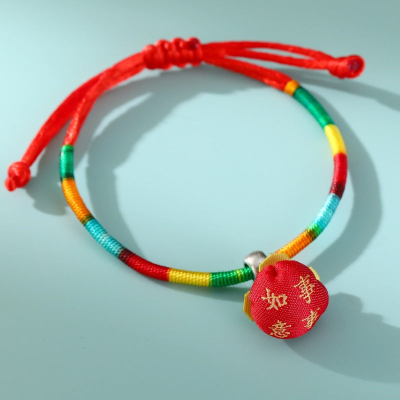 Children's Dragon Boat Festival Colorful Rope Hand-woven Alloy Small Tiger Carrying Bracelet