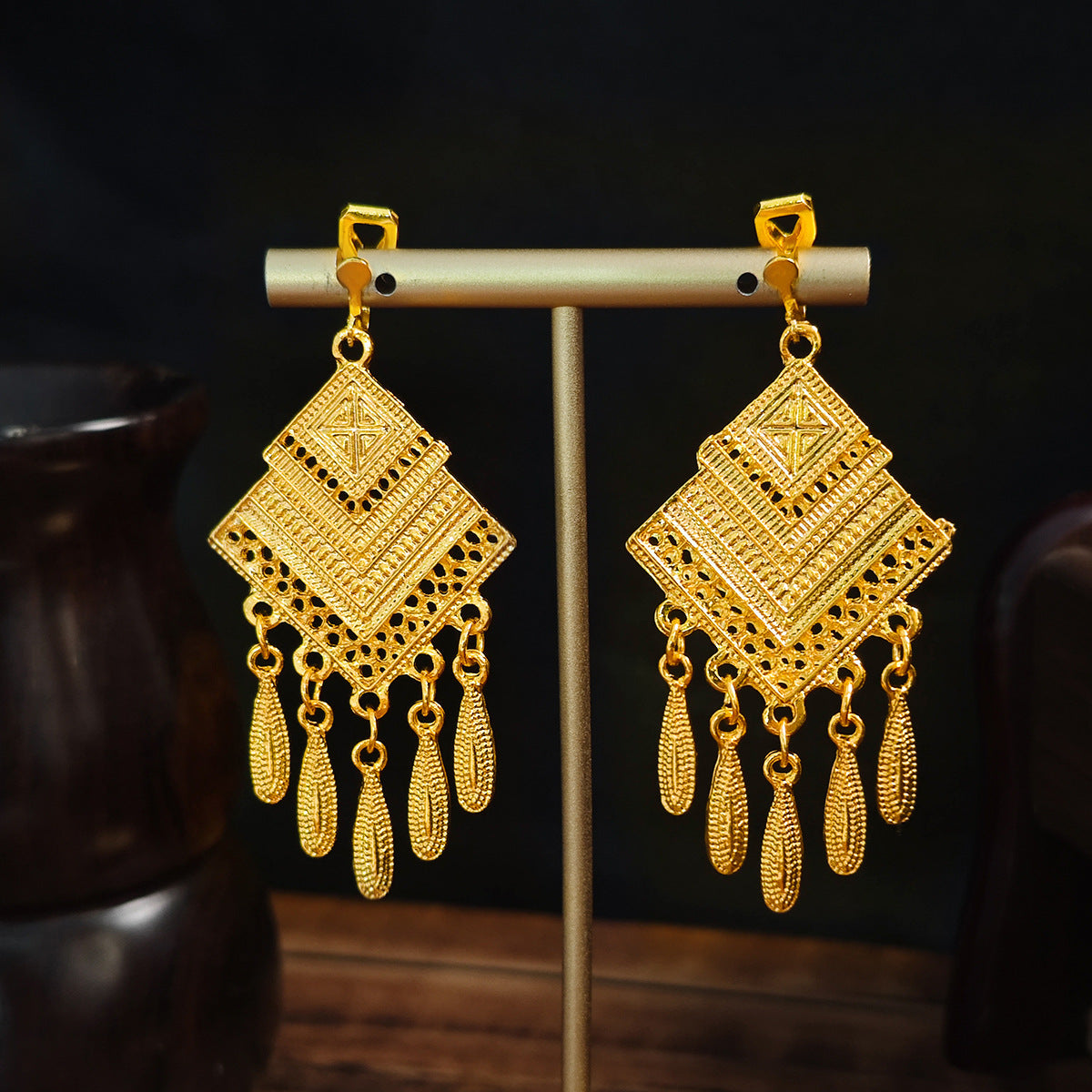 Long Water Drop Tassel Tourist Attractions Diamond Ears Earrings