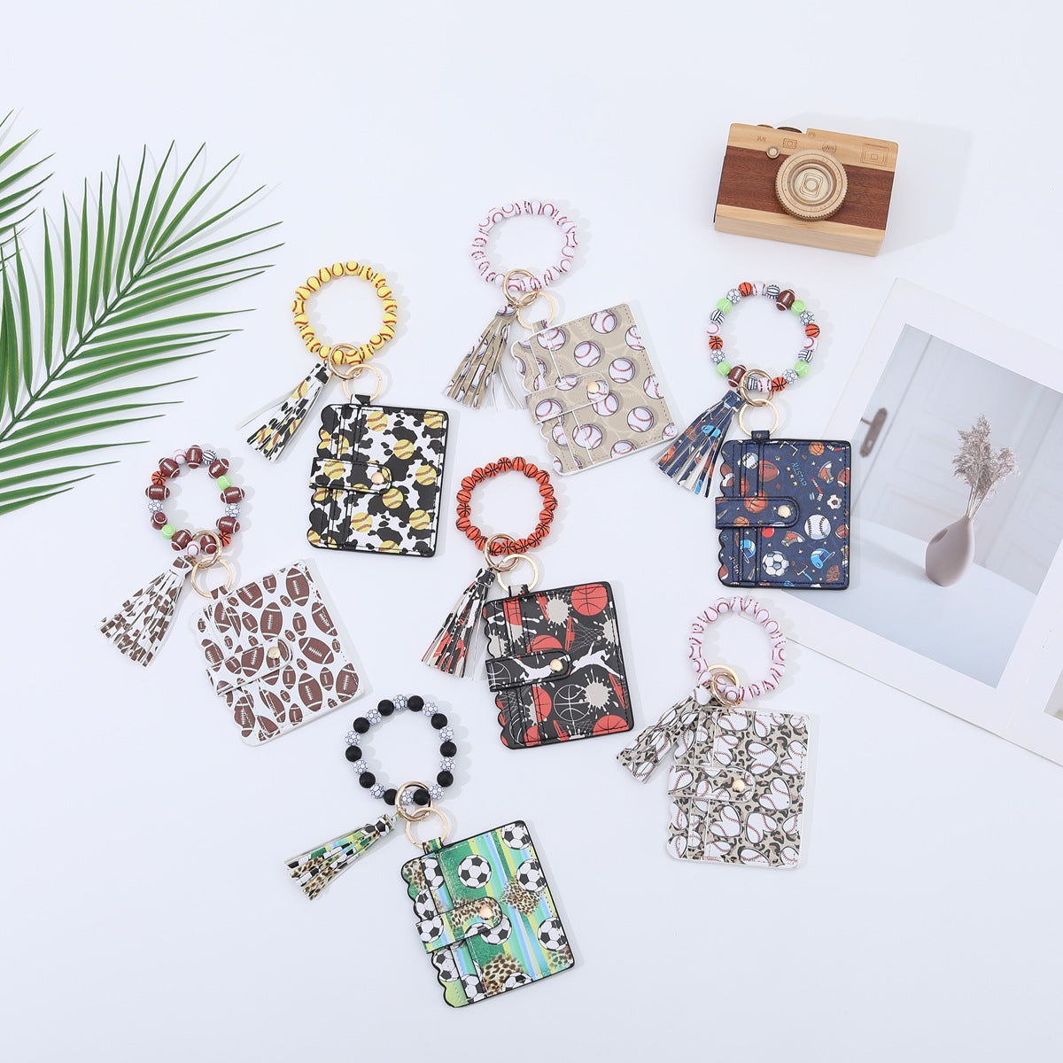 Sports Wooden Bead Card Holder Document Bracelets