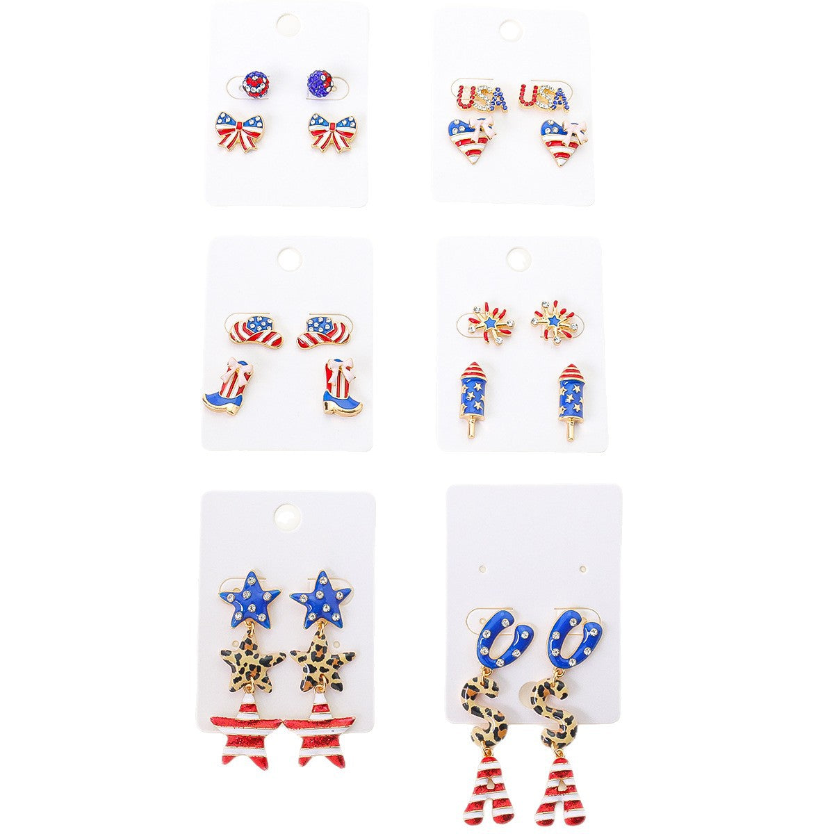 Women's Party Stars Stripes Vintage Drop Oil Rings