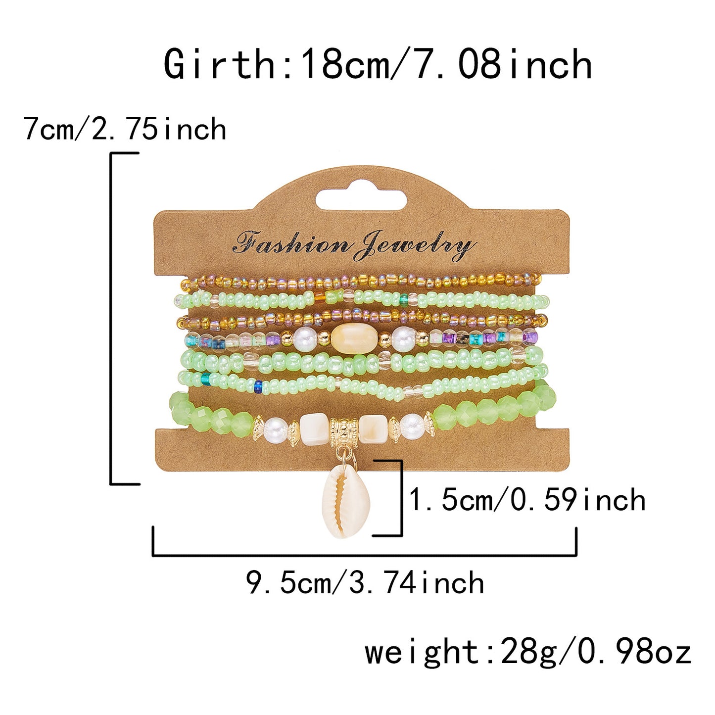 Summer Bohemian Colorful Beads Elastic Shell Bracelet