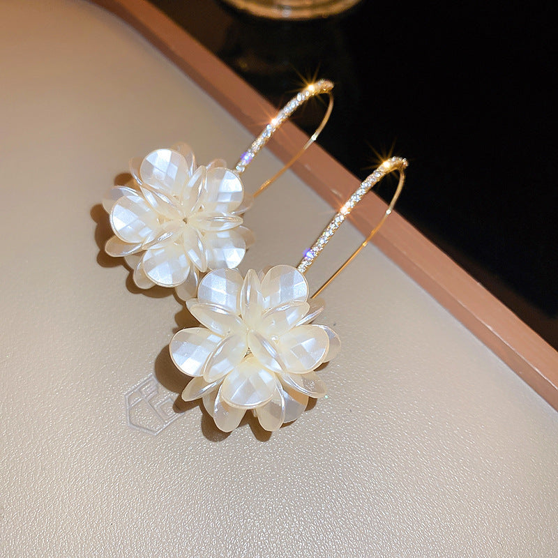 Needle Raffia Fabric White Flower Light Luxury Rings
