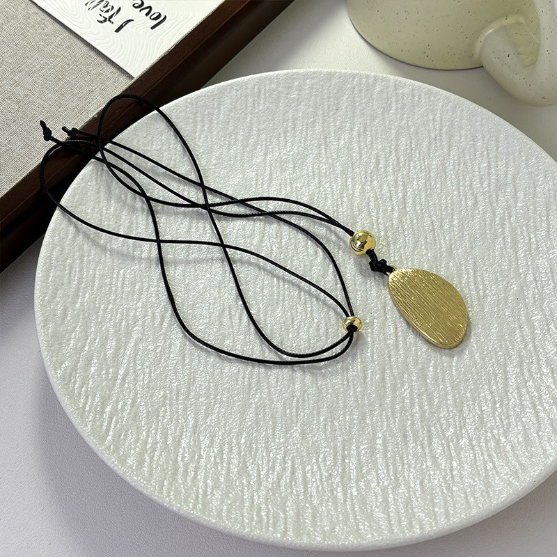 Simple Design Mori Alloy Leaf Stripe Necklaces