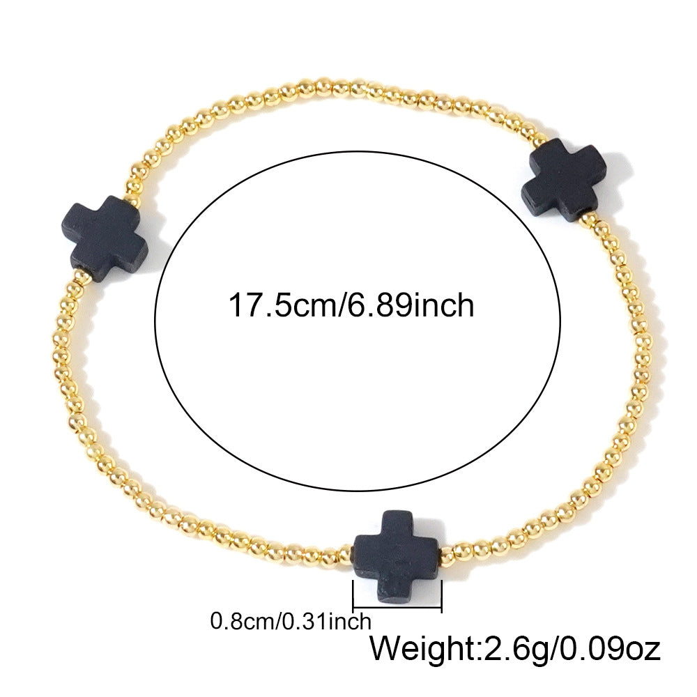 Fashion Cross Metal Copper Bead Beaded Bracelets