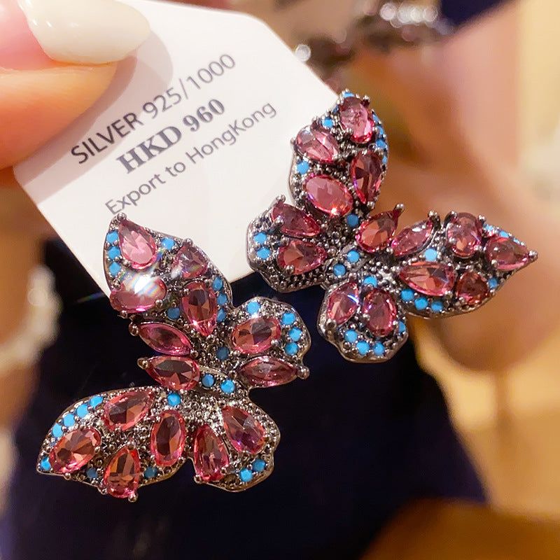 Women's Zircon Flower Light Luxury High-grade Temperament Fashion Earrings