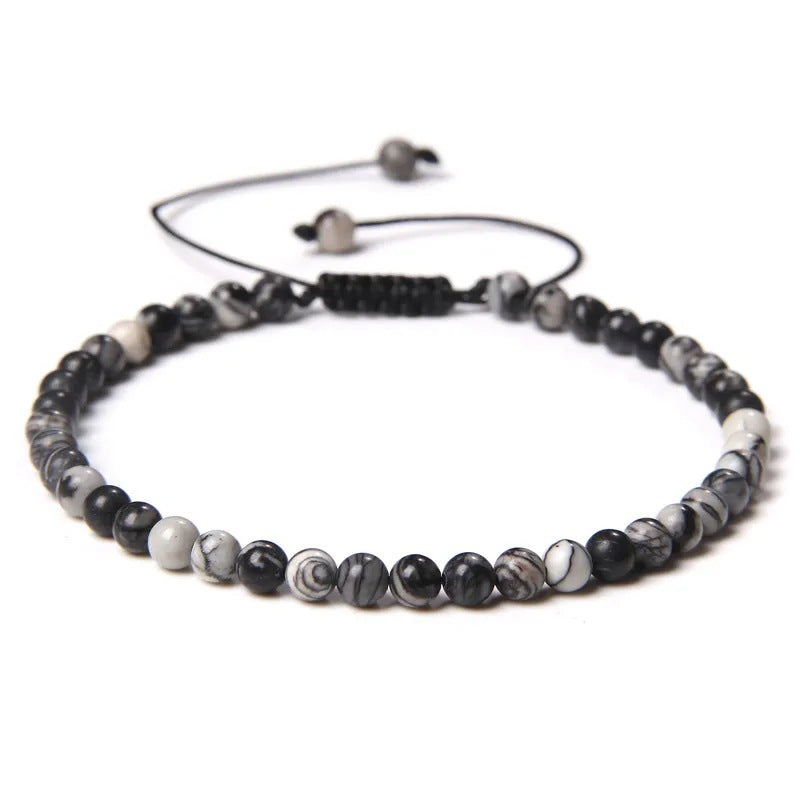 Agate Stone Braided Adjustable Gemstone Beads Bracelet