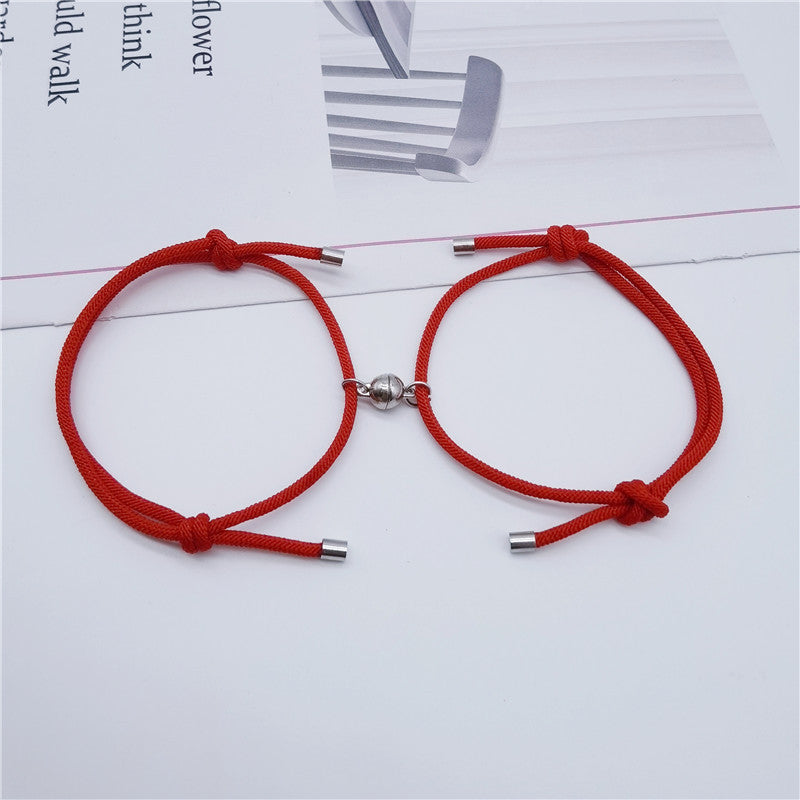 Women's & Men's Simple Love Magnetic Snap One Pair Bracelets