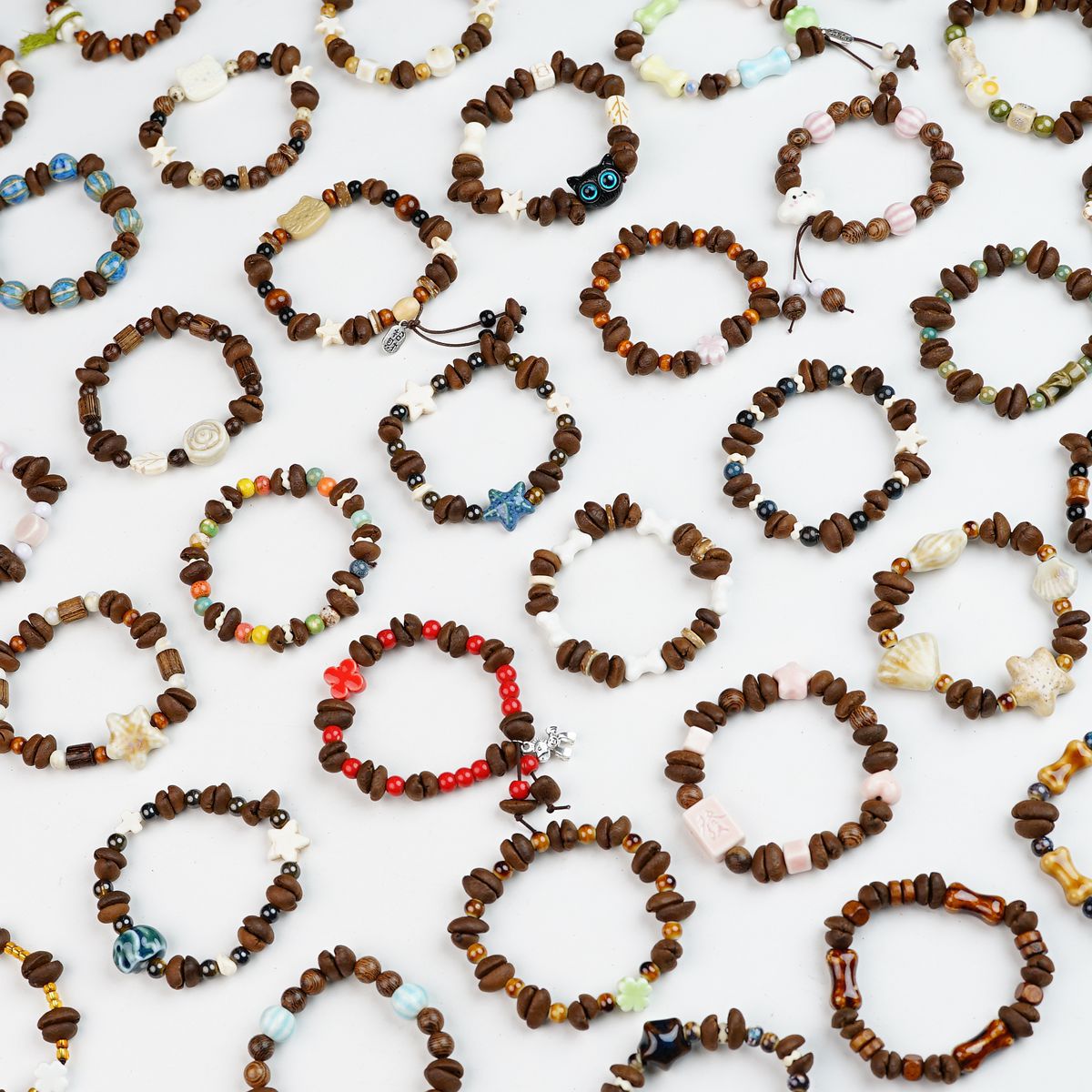 Women's & Men's Real Coffee Bean Refreshing Flavor Beaded Bracelets