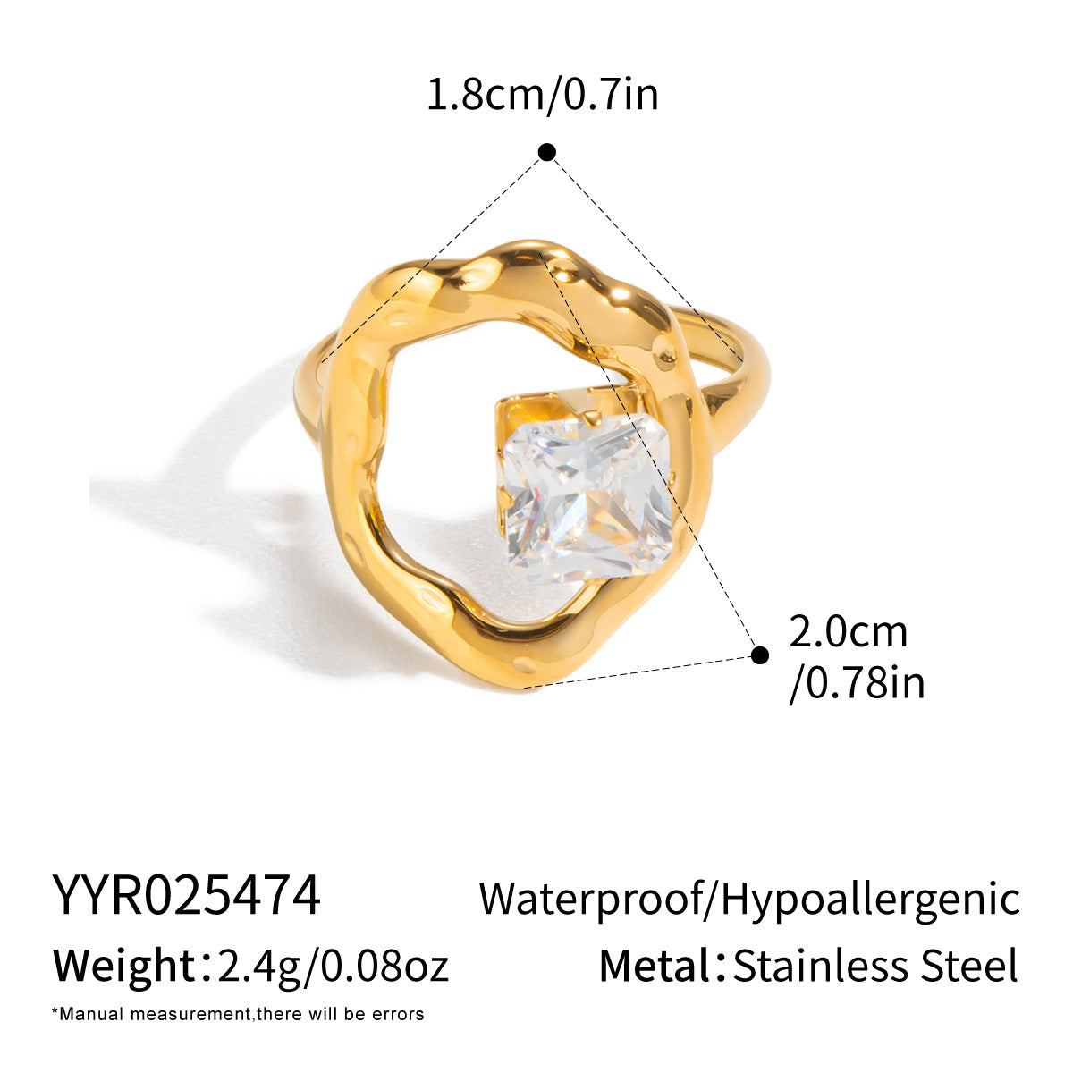 Ling Exaggerated Irregular Geometric Open Vacuum Gold Plating Personality Rings