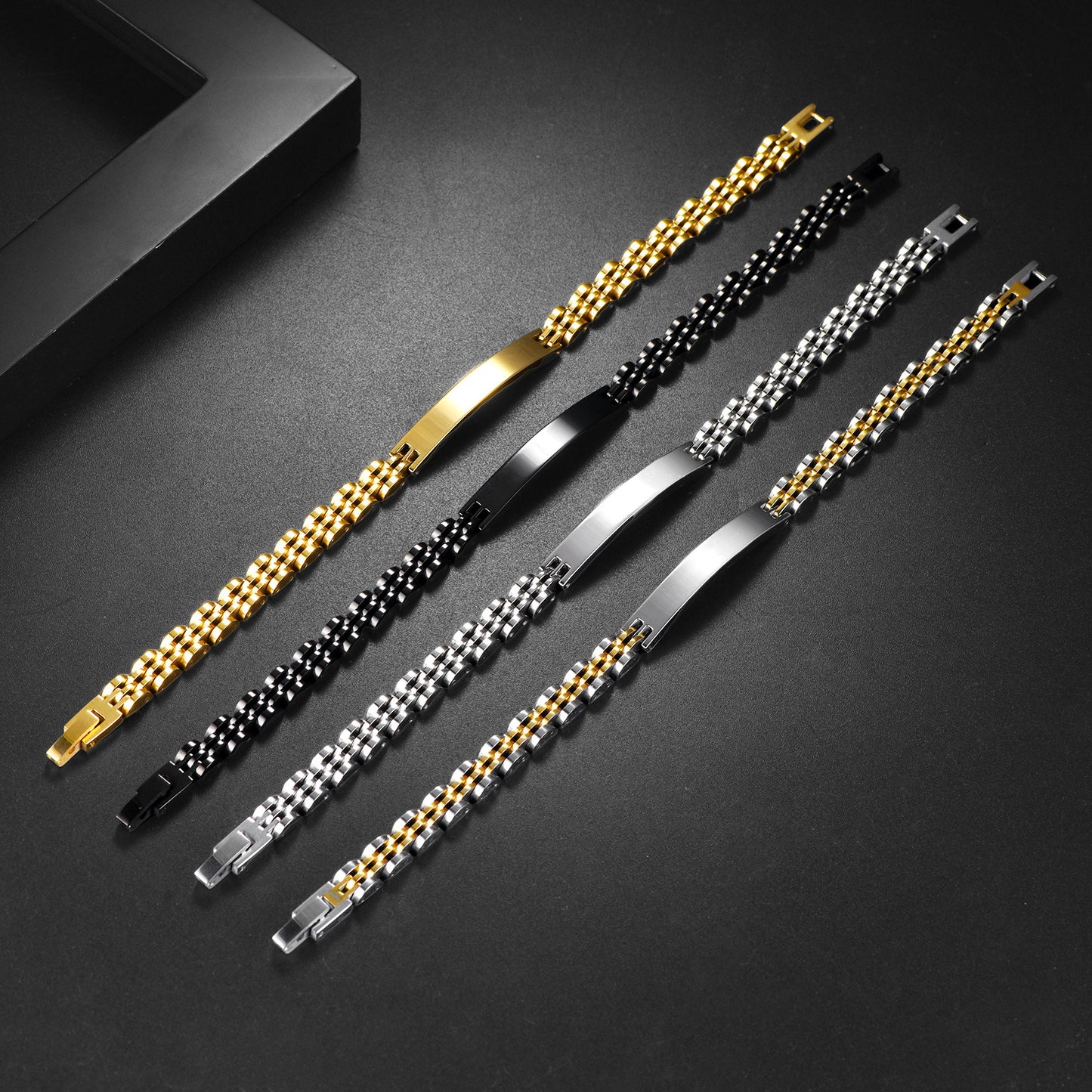 Women's & Men's Beads Fashion Couple Curved Titanium Steel Strap Can Bracelets