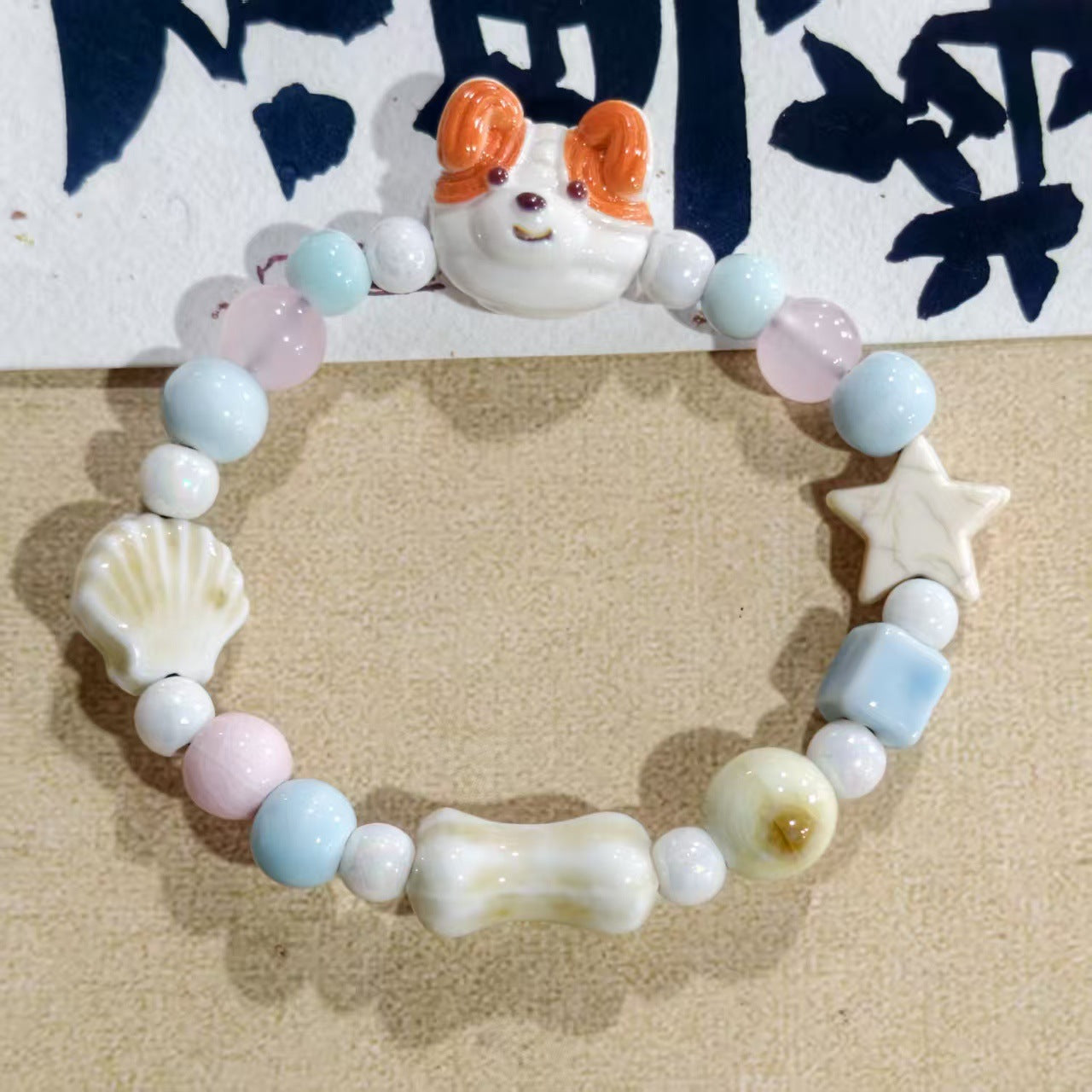 Artistic Handmade Ceramic Single Circle Ethnic Bracelet