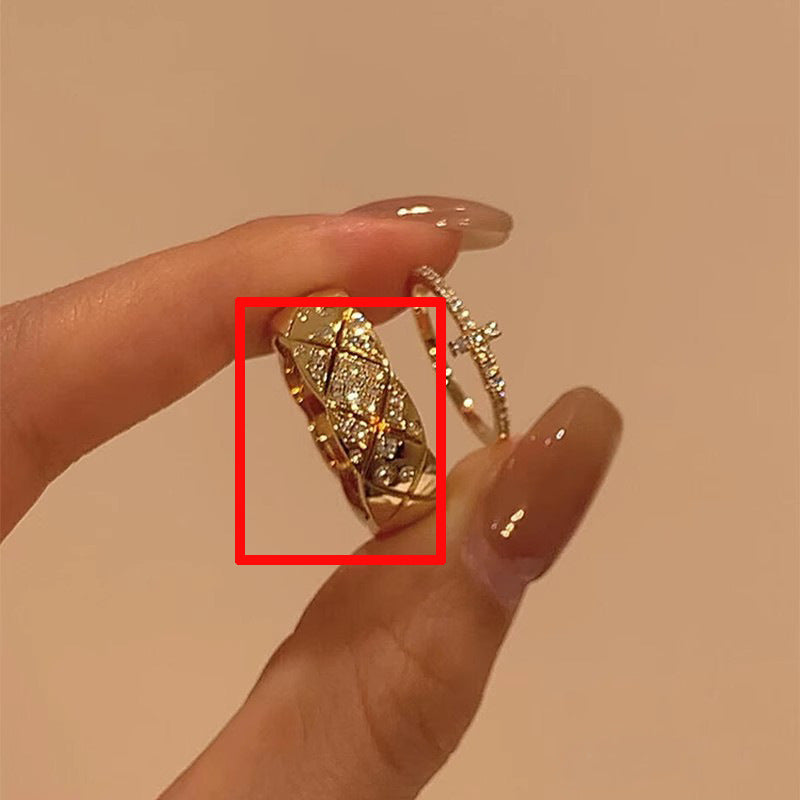 Wide Classic Style Light Luxury Temperament Full Ring