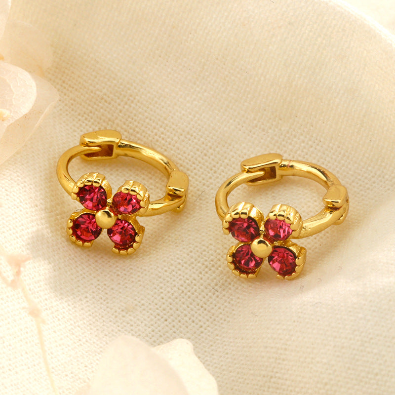 Flower Rhinestone Simple Design Exquisite Refined Grace Ear Earrings