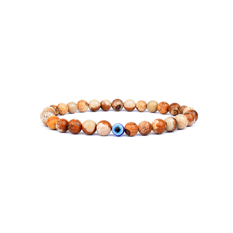 Natural Stone Brace Lace Resin Devil's Eye Beaded Elastic String Bracelet