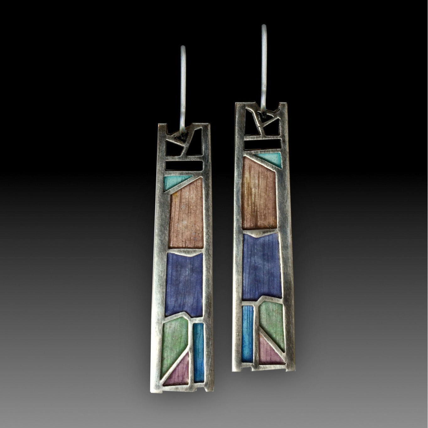 Vintage Sier-plated Opal Enamel Handmade Creative Earrings