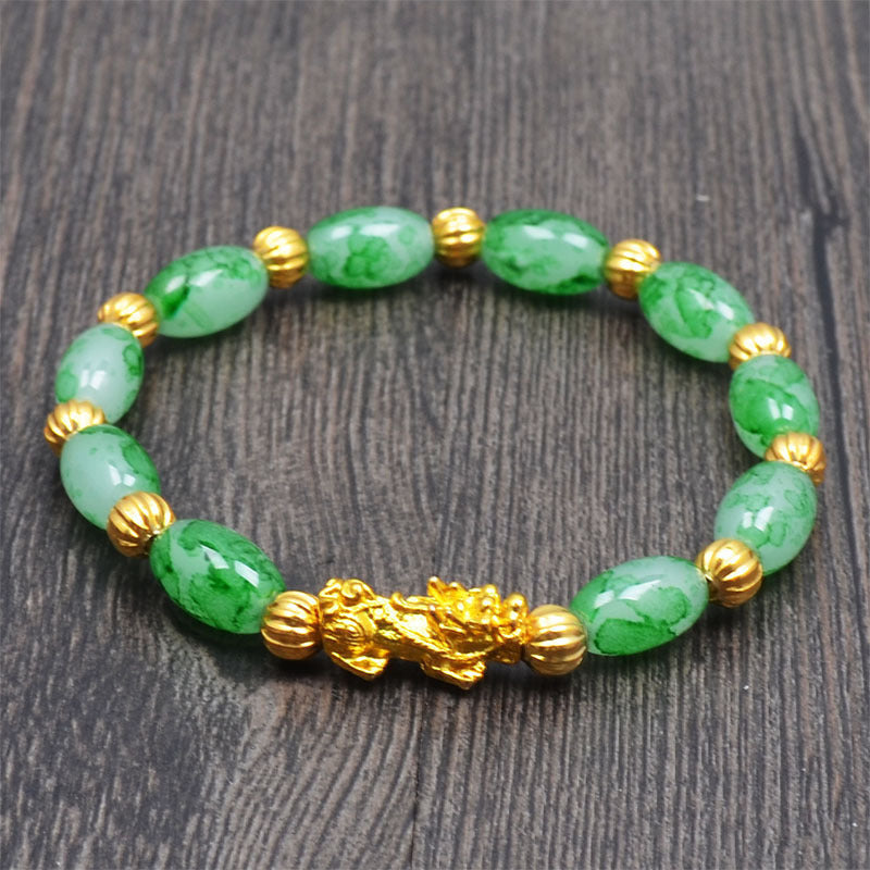 Women's & Men's Imitation Golden Pi Couple Obsidian Vietnam Bracelet