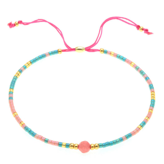 Sweet Mixed Color Bead Handmade Beaded Friendship Rope Bracelet