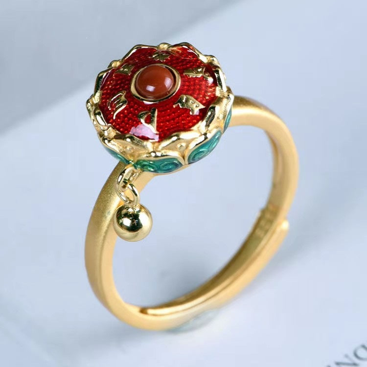 Creative Chinese Style Distressed Rotatable Retro Ring
