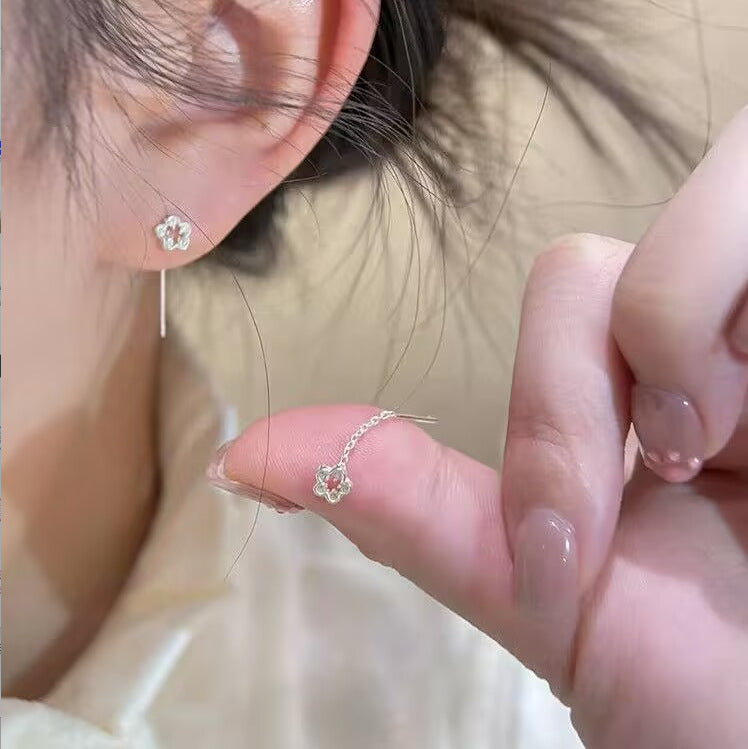 Women's Flower Simple Elegant Tassel Sterling Sier Niche Earrings