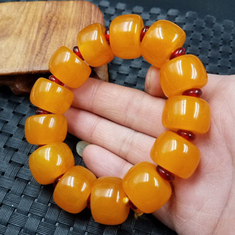 Beeswax Yellow Chicken Grease Color Barrel Beads Round Bracelet