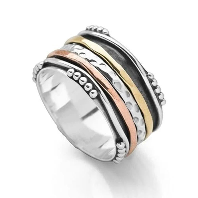 Women's & Men's Bohemian Wide Face Three-color Retro Fashion Ring